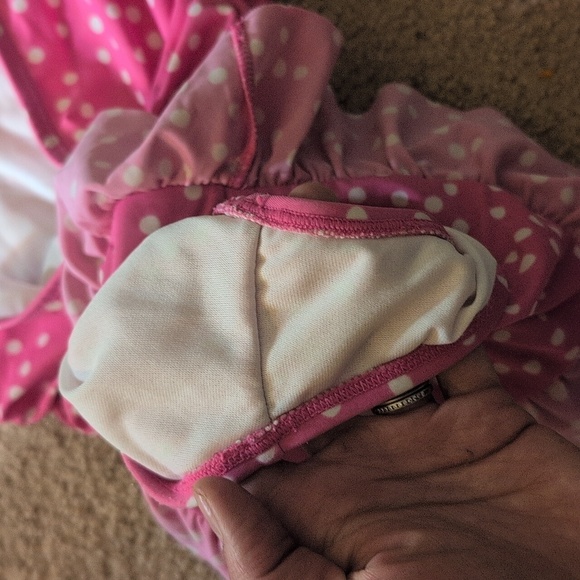 Janie & Jack Pink & White Polkadot Halter With Ruffle Swimsuit Size 4 - Picture 10 of 10